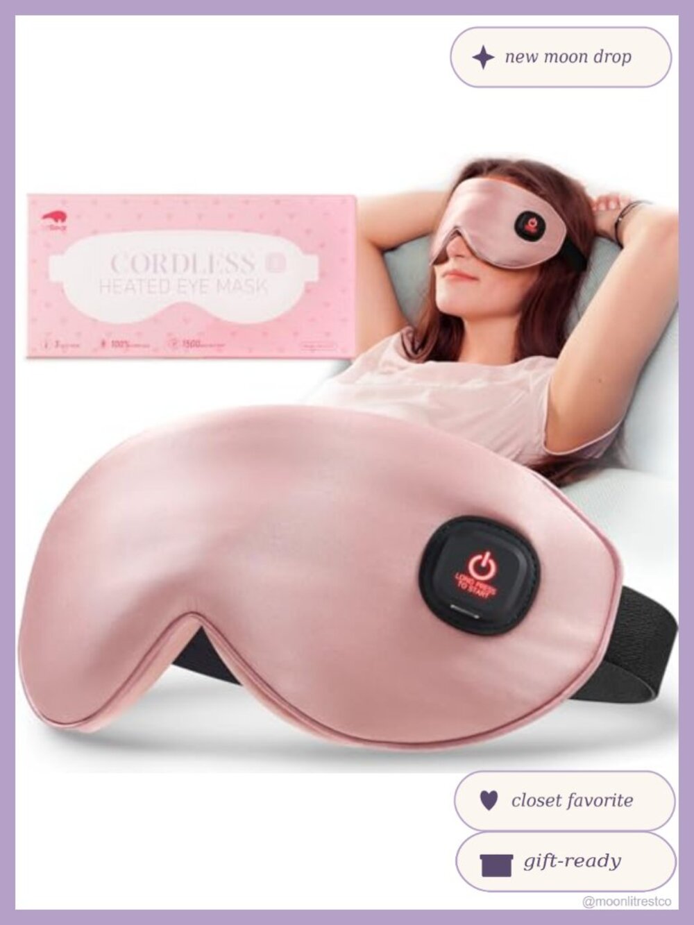 Cordless Silk Heated Eye Mask Rechargeable Warm Compress Dry Eyes Travel